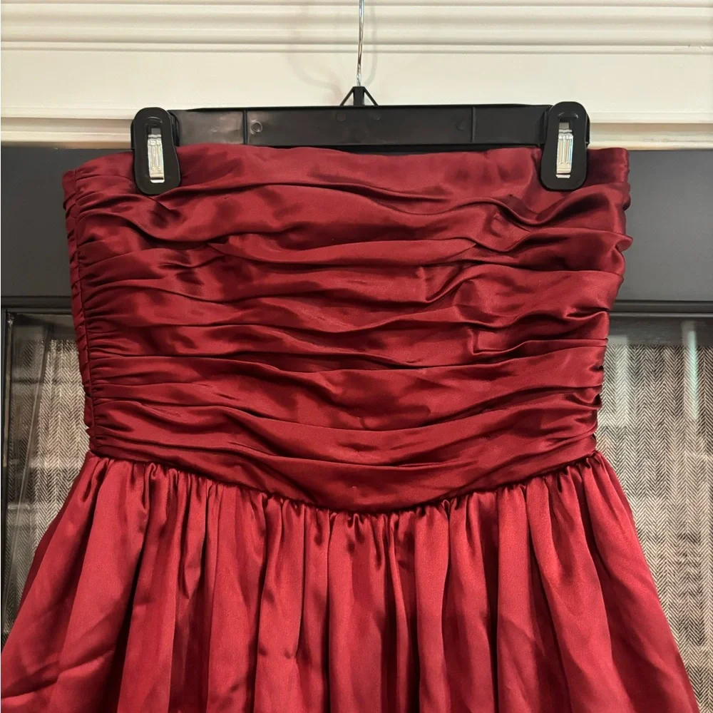 NWT Reformation Red Ruched Strapless Gown - Picture 2 of 9